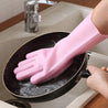 Gants de nettoyage vaisselle en silicone avec brosse réutilisables, résistants à la chaleur
