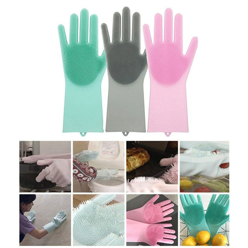 Gants en caoutchouc mignons gants de cuisine Kawaii nettoyage vaisselle gant  de ménage réutilisable gants antibactériens taille L 1 paire -  France